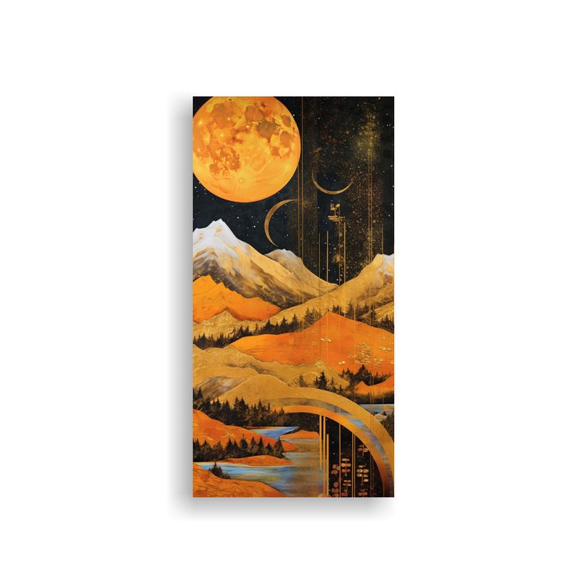 GENERICO - Pintura En Bastidor De Luna Cerca De Montañas 80x160 Cm