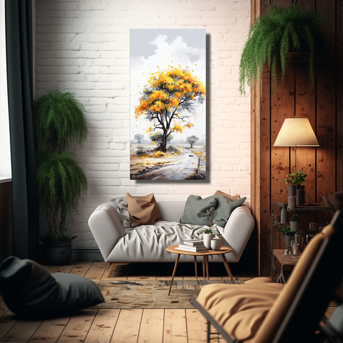 GENERICO - 1 Cuadro Abstracto De Árbol De Acacia En Colores 40x80 Cm