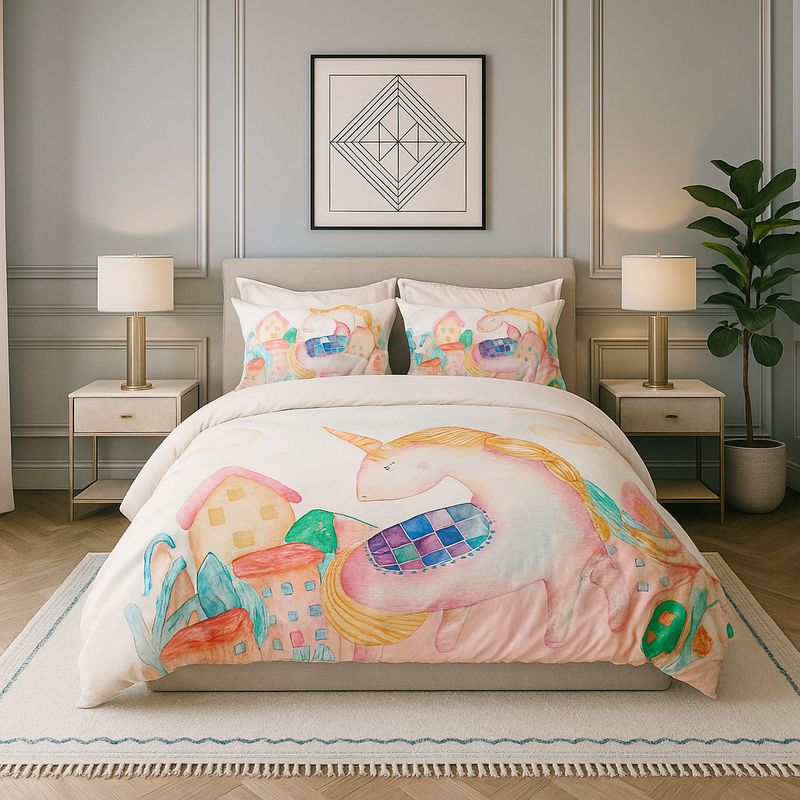 ARMONIA - Quilt ligero 15 plazas diseño Pony Art + funda 50x70 fresco 600