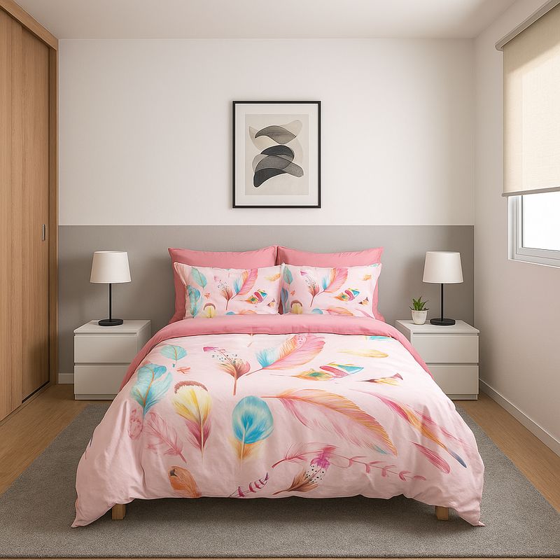 ARMONIA - Cubrecama quilt verano 15 plazas Plumas Pa + funda 50x70 liviano 606