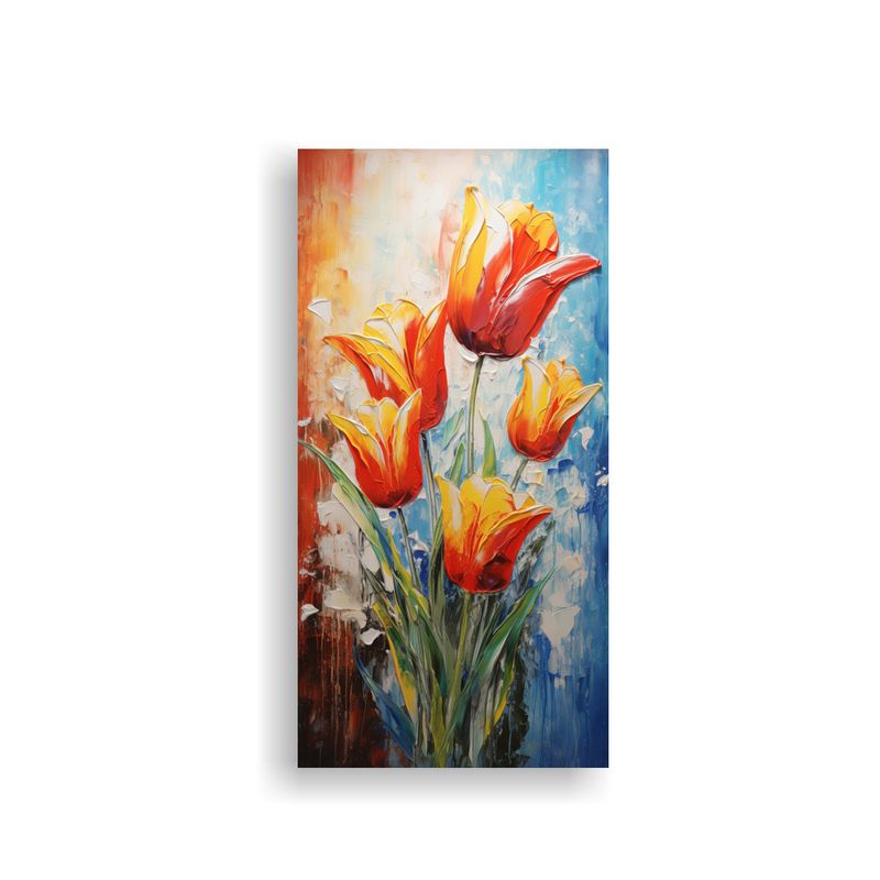 GENERICO - Cuadro Tela Canvas Flores Vibrantes TULIPANES 50x100 Cm