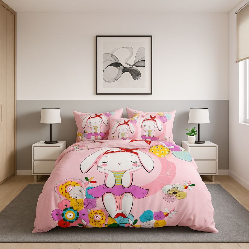 ARMONIA - Cubrecama quilt verano Conejita 15 plazas + funda 50x70 liviano 607