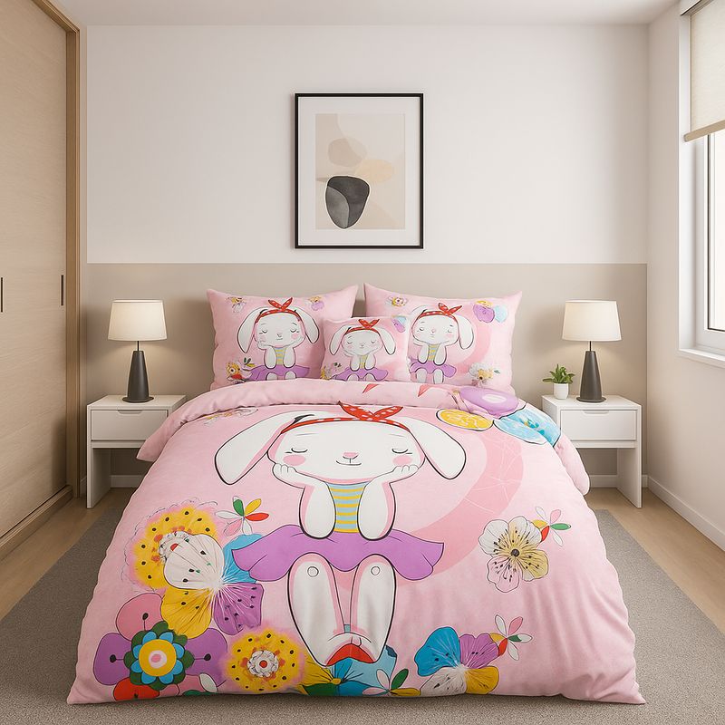 ARMONIA - Quilt verano Conejita 15 plazas con funda 50x70 diseño infantil 607