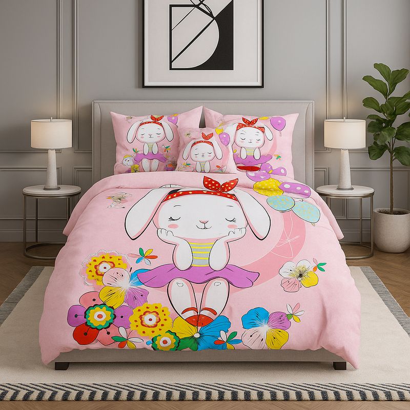 ARMONIA - Cubrecama liviano Conejita 15 plz quilt + funda 50x70 suave 607