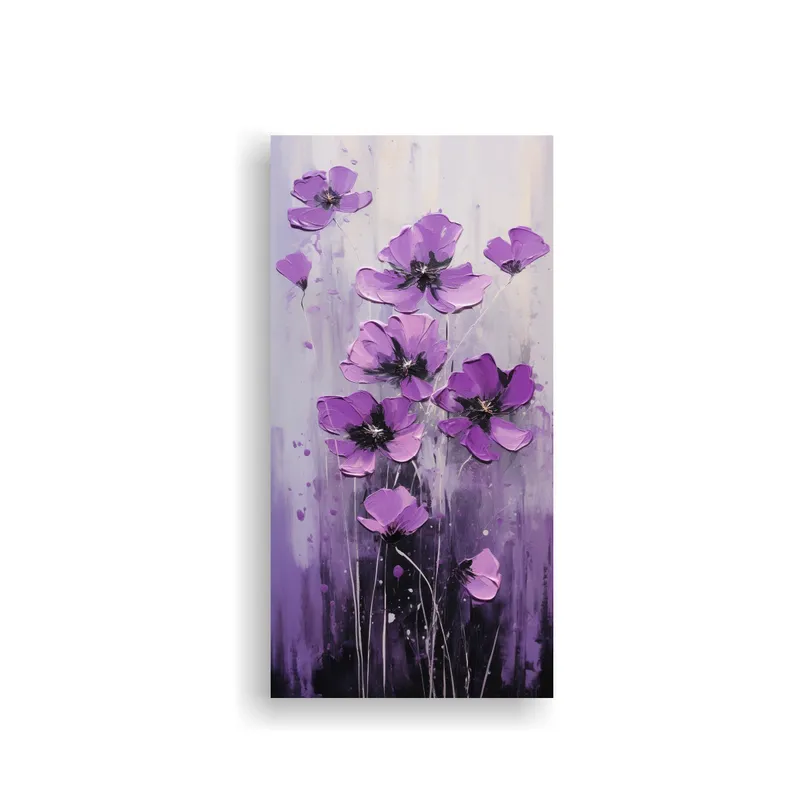 GENERICO - Pintura En Lienzo De Flores En Colores Morado Y 20x40 Cm