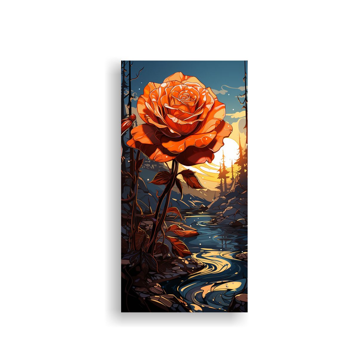 GENERICO - Cuadro De Colores A Melting Rose Estilo Plano 20x40 Cm