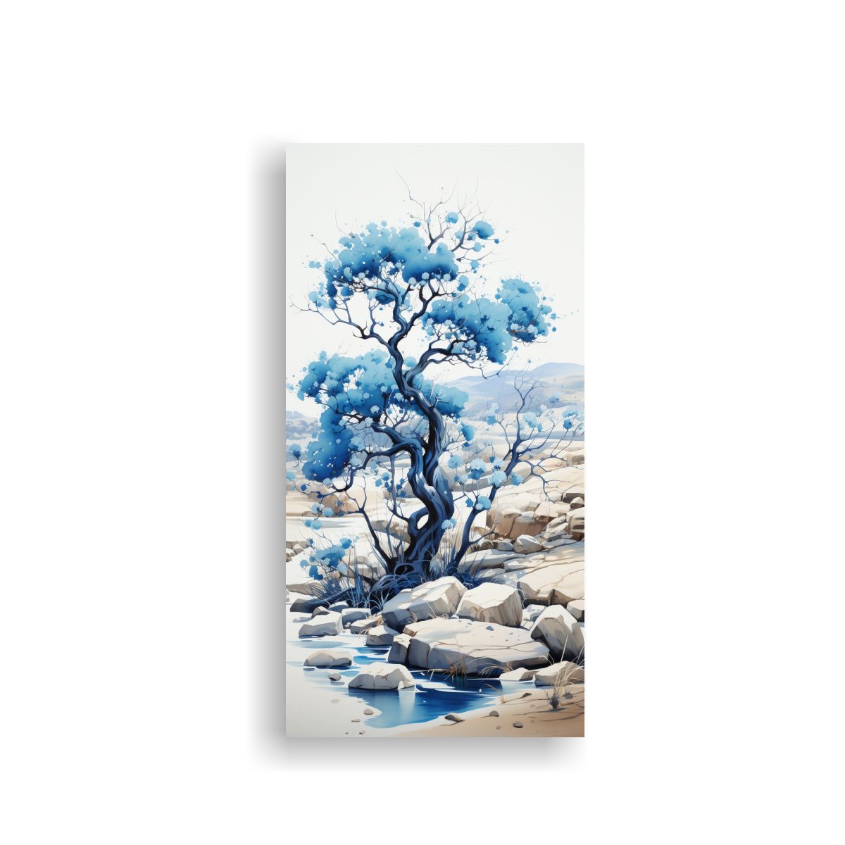 GENERICO - Pintura Abstracta De árbol De Joshua En Blanco Y 50x100 Cm