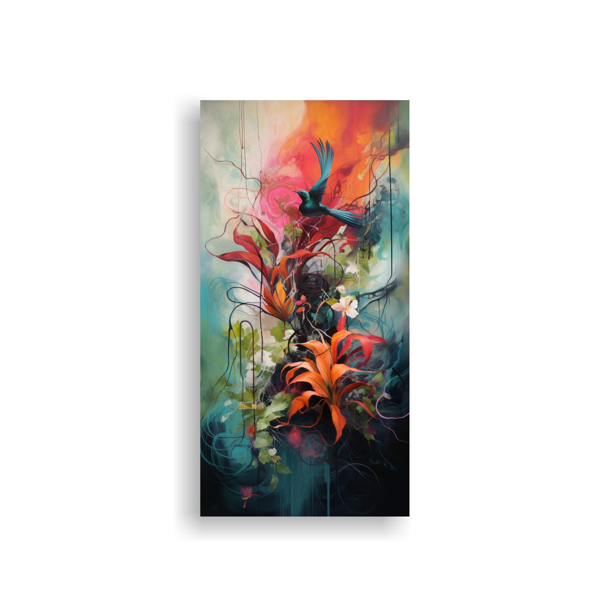 GENERICO - Cuadro Abstracto Emociones Y Naturaleza Fusionadas 20x40 Cm