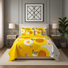 ARMONIA - Juego quilt girasol 25 plz cubrecama king doble faz confort 652