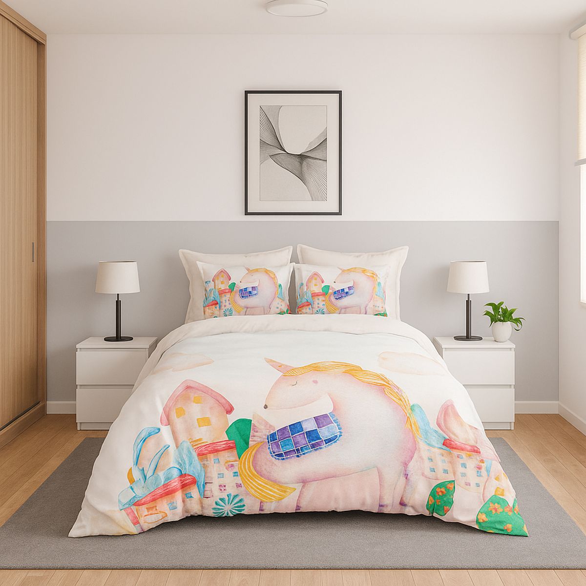 ARMONIA - Cubrecama quilt verano 15 plazas Pony Art + funda 50x70 liviano 600