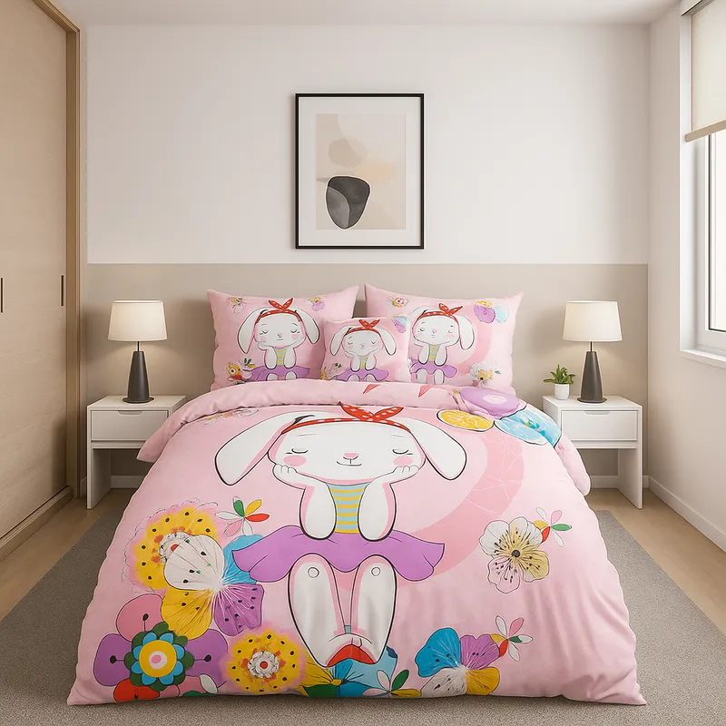 ARMONIA - Quilt verano Conejita 15 plazas con funda 50x70 diseño infantil 607