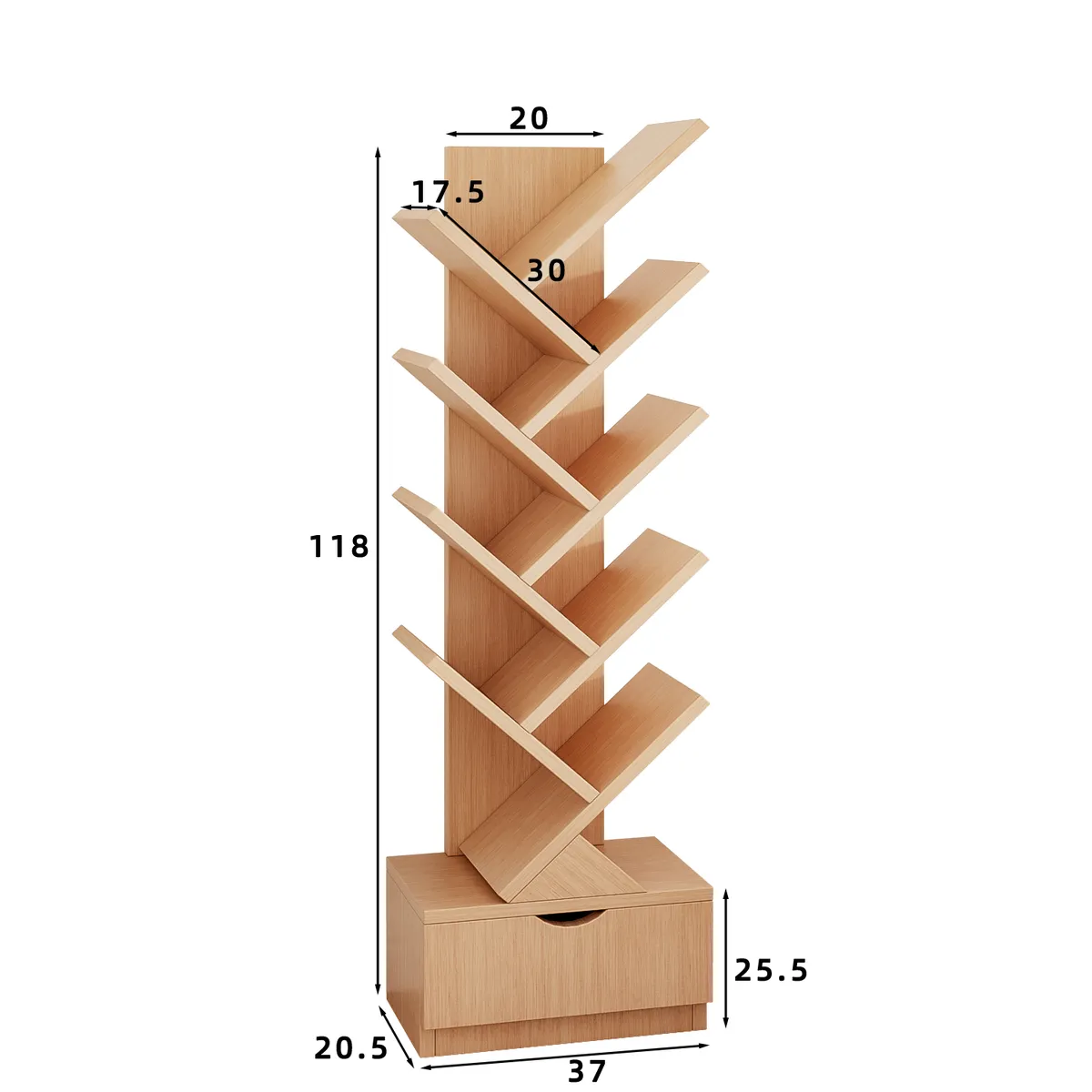 ROHE - Biblioteca Librero De Arbol Organizador De Libros 118 x 37 x 20cm