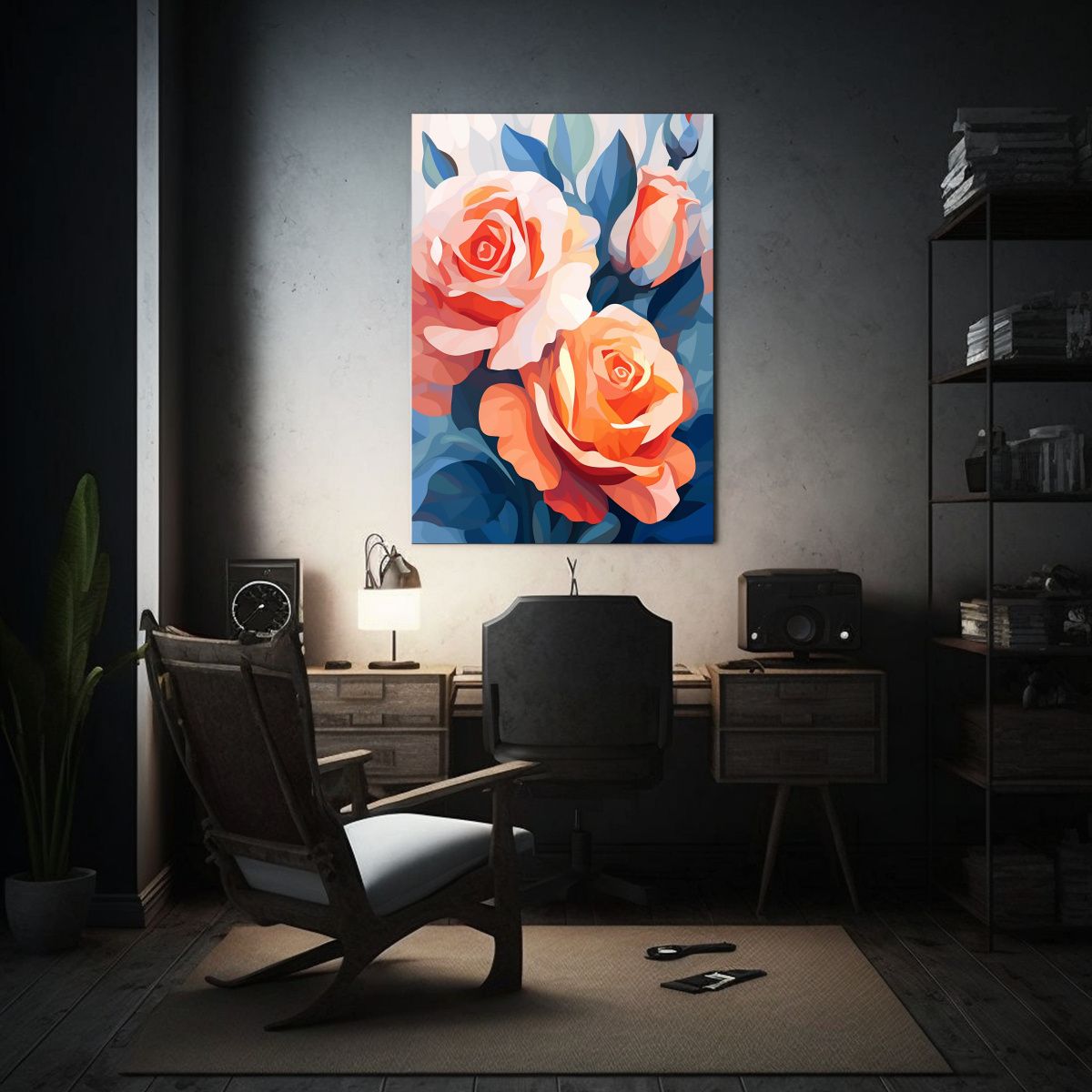 GENERICO - Cuadro Minimalista De Líneas Finas Con Rosas 80x120 Cm