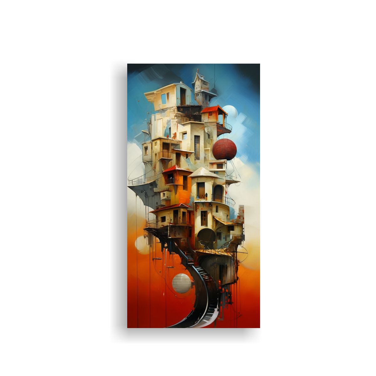 GENERICO - Cuadro Abstracto Emociones Y Arquitectura Fusión 20x40 Cm