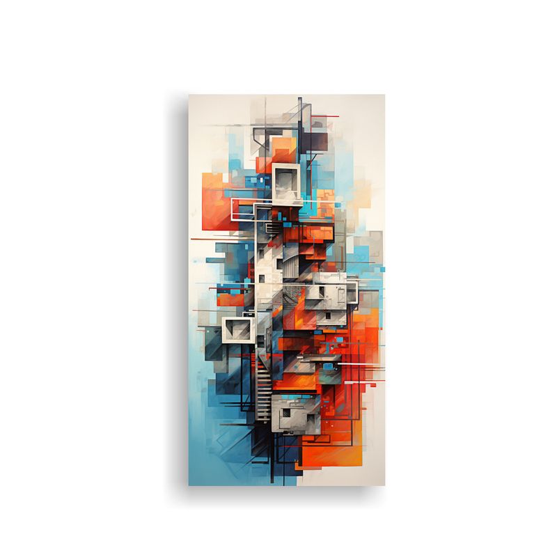 GENERICO - Cuadro Abstracto De Fusión De Arquitectura Y 70x140 Cm