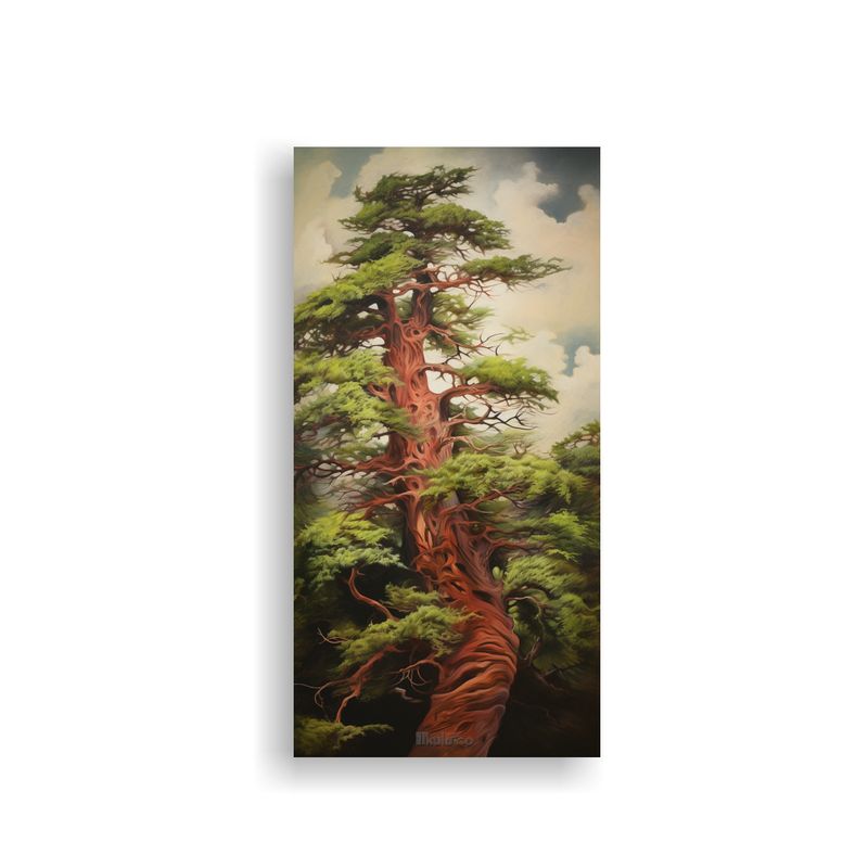 GENERICO - Pintura Abstracta De Un árbol De Cedro En Tela 60x120 Cm