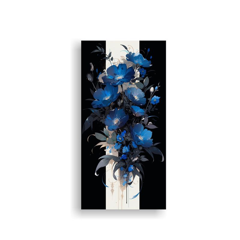 GENERICO - Cuadro Temático Negro Y Azul Con Atmosfera 60x120 Cm