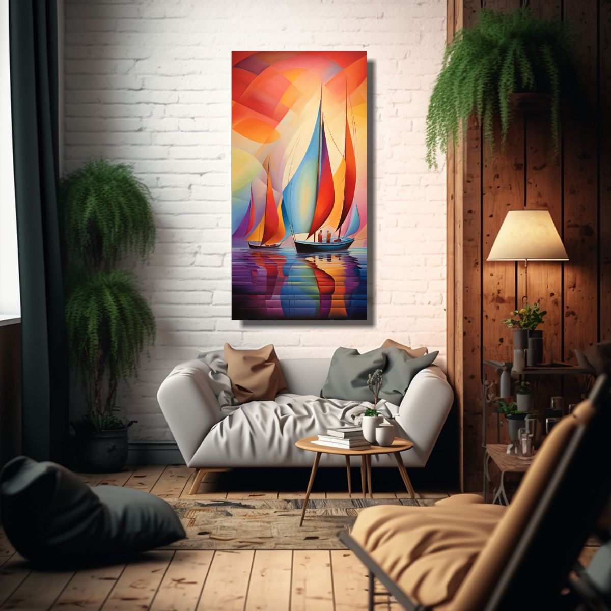 GENERICO - Pinturas Abstractas De Barcos En Poderoso Dibujo 40x80 Cm