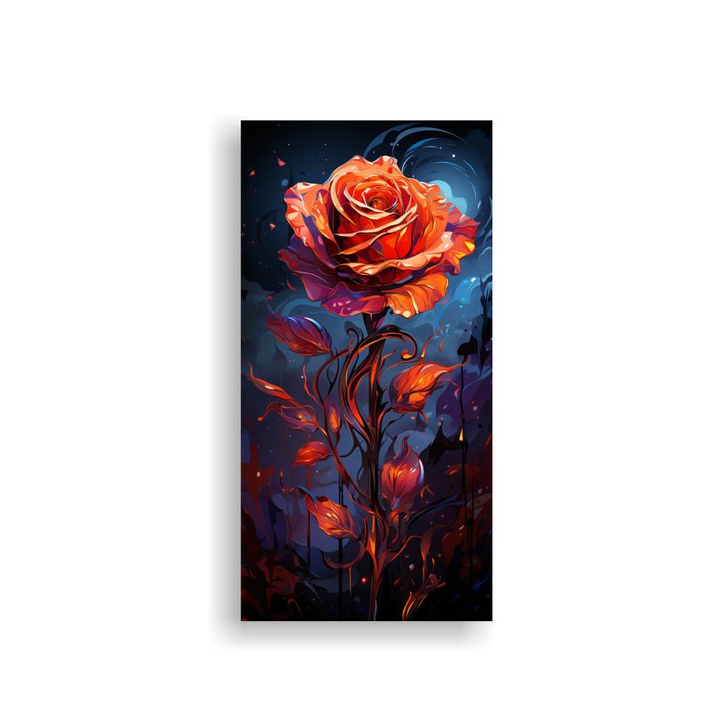 GENERICO - Cuadro Abstracto Multicolor De Una Rosa Que 20x40 Cm