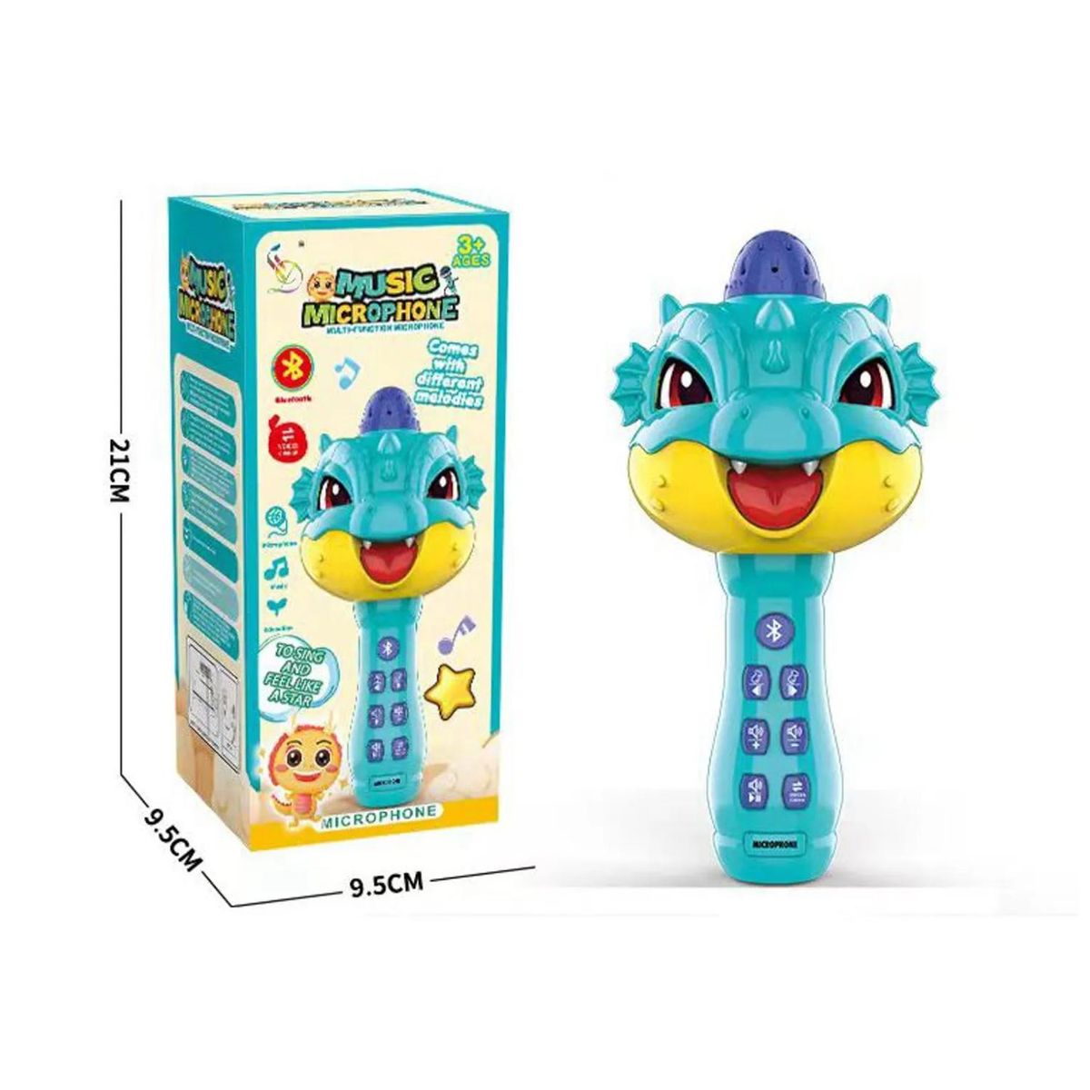 GENERICO - Juguete Microfono Karaoke Bluetooth Canciones Dragon Azul