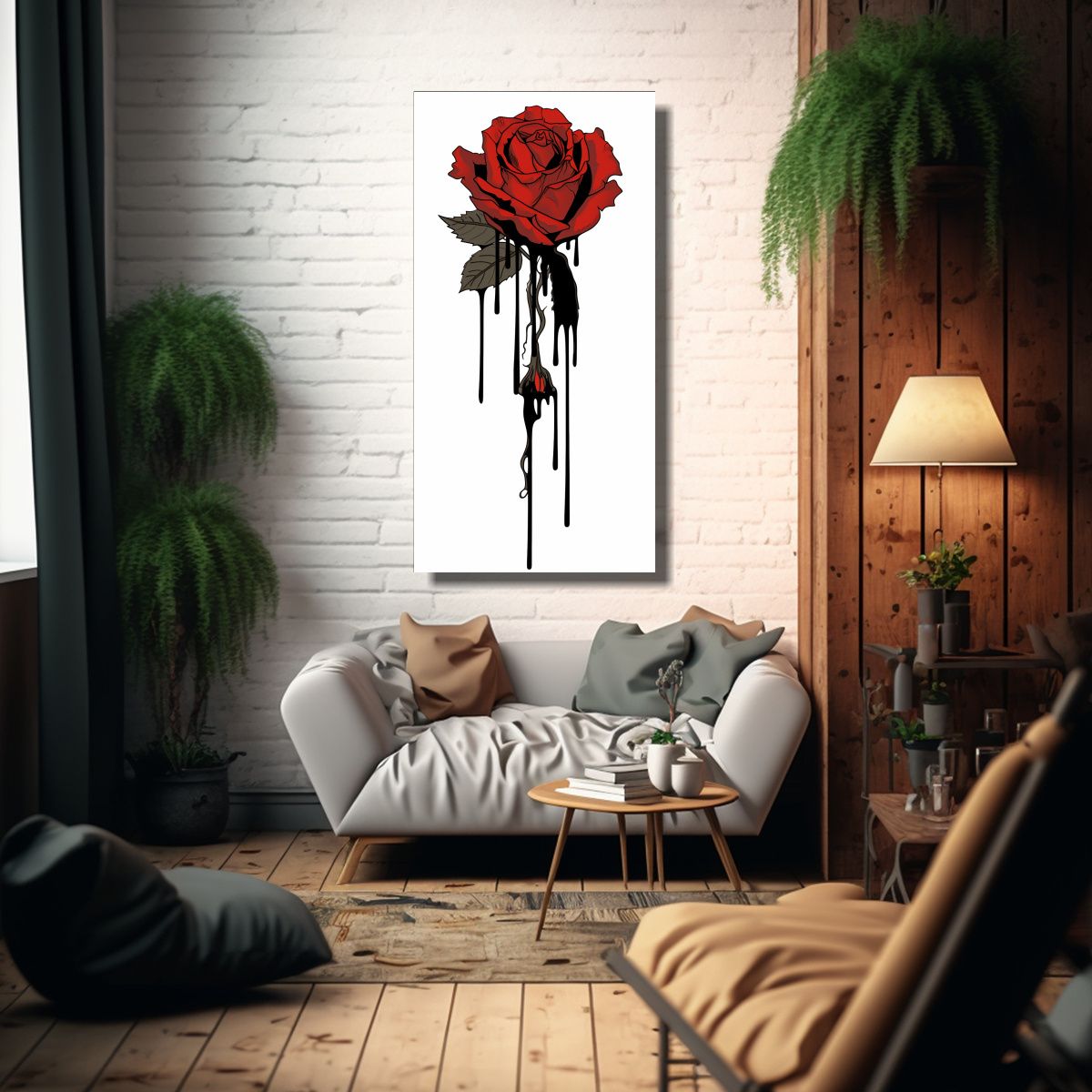 GENERICO - Pintura En Lienzo Vintage Escena De Una Rosa 50x100 Cm