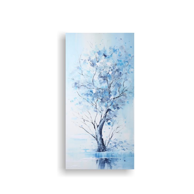 GENERICO - Pintura Acuarela Abstracta Colores Azules árbol 50x100 Cm