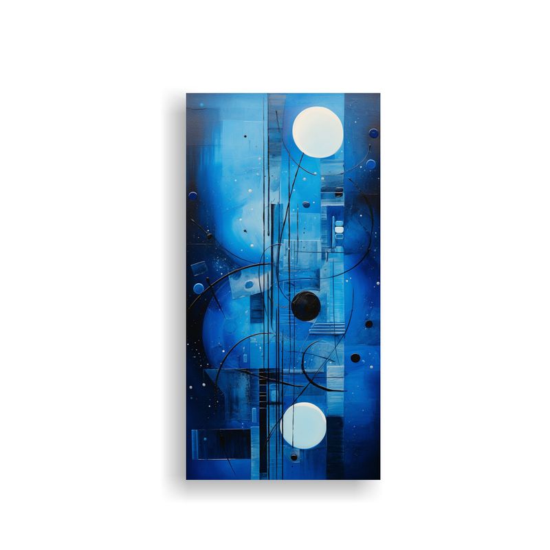 GENERICO - Cuadro Abstracto Azul Con Bastidor Decorativo 30x60 Cm