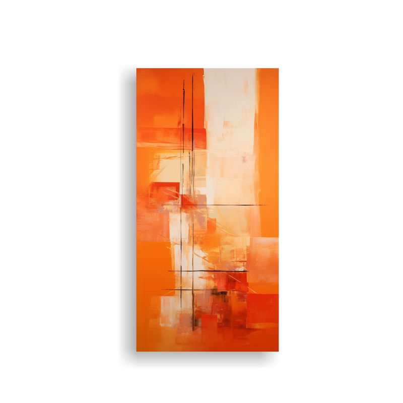 GENERICO - Cuadro Floral Abstracto Naranja Arte Impreso 60x120 Cm