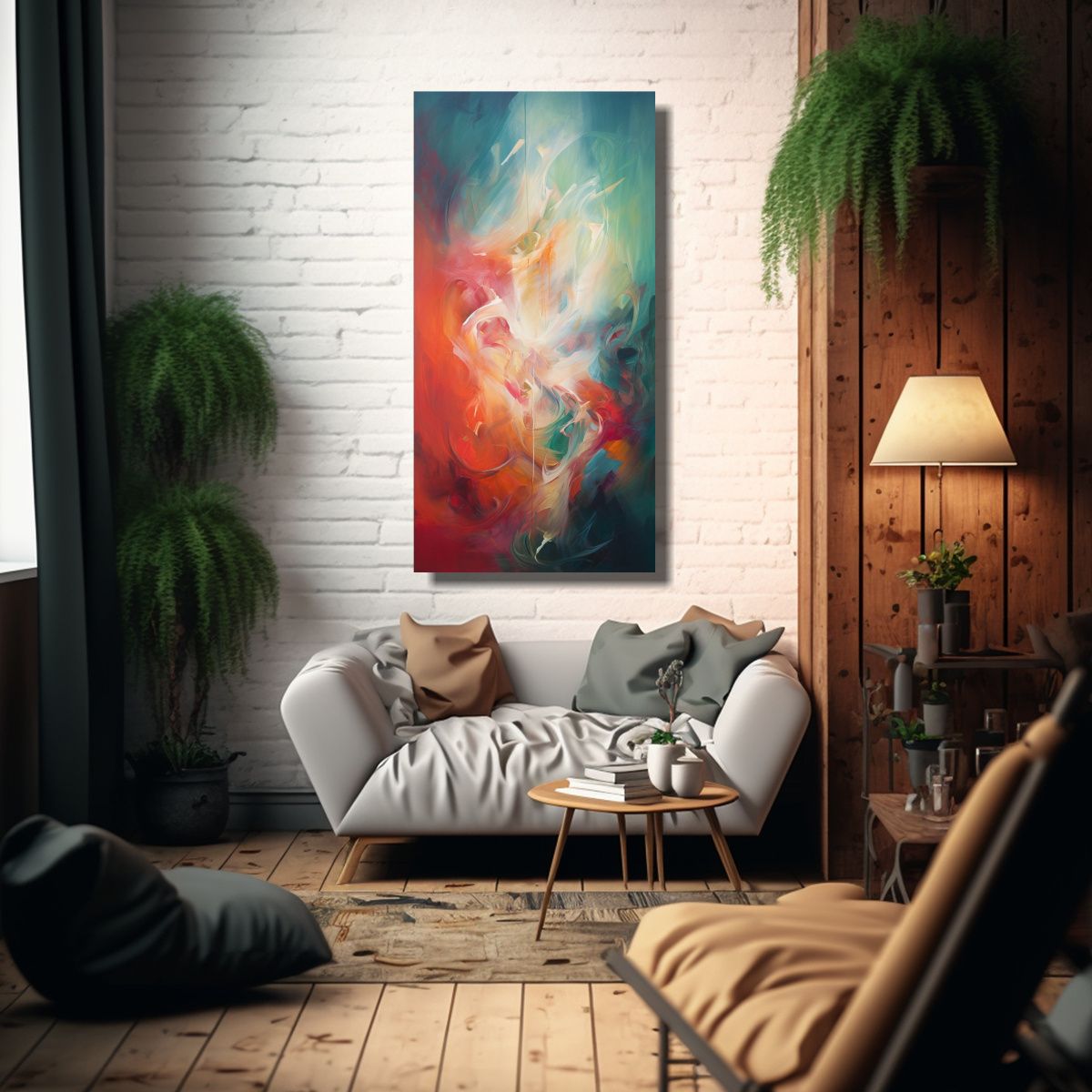 GENERICO - Pinturas Decorativas Abstractas Con Pinceladas De 30x60 Cm.