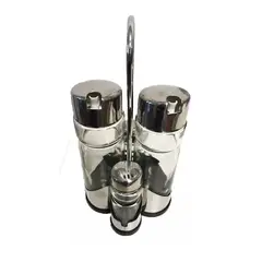 GENERICO - Set X4 Aceitero Vinagrero Salero Pimentero Base Acero