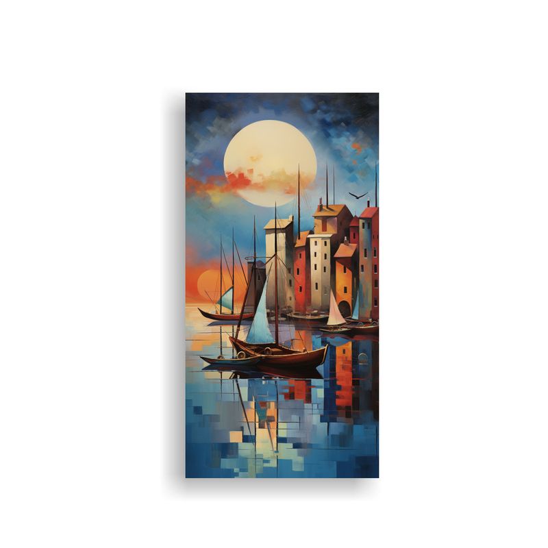 GENERICO - Cuadro Vanguardia Elegante Del Puerto Al Amanecer 30x60 Cm