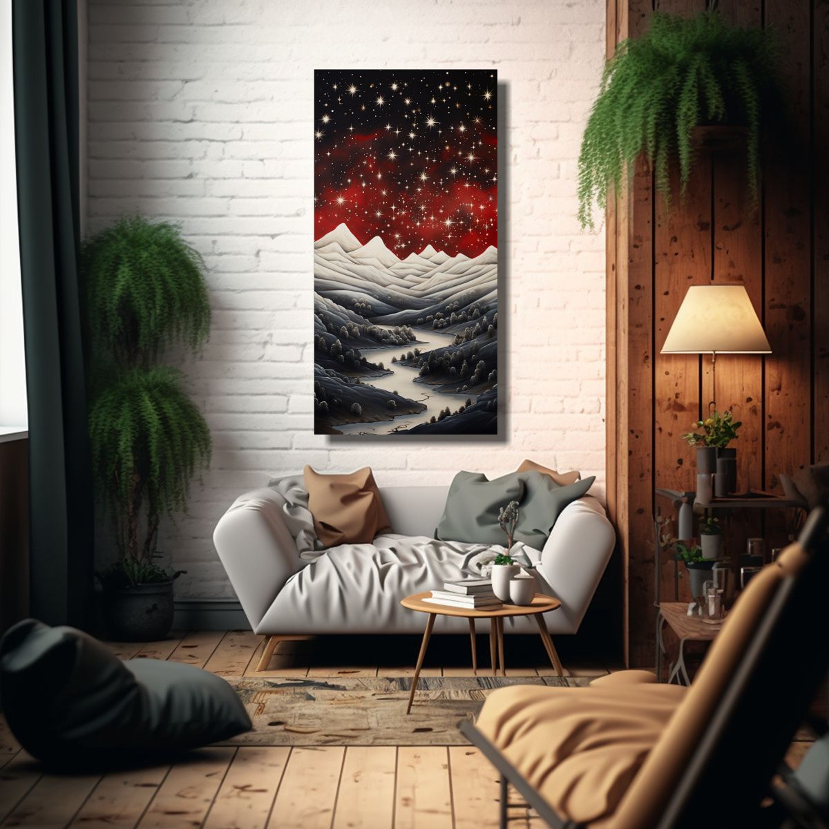 GENERICO - Cuadro Moderno Paisaje Montañoso Con Estilo 70x140 Cm