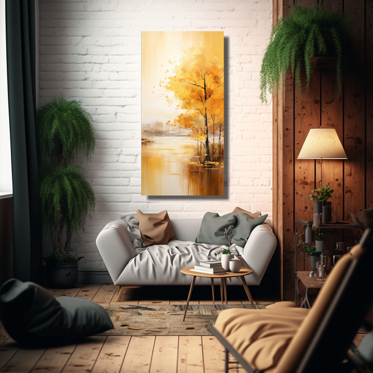 GENERICO - Pinturas Abstractas De Otoño En Dorados 40x80 Cm