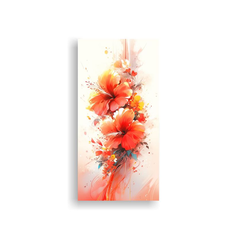 GENERICO - Pintura Abstracta Hibiscos Vibrantes En Acuarela 70x140 Cm