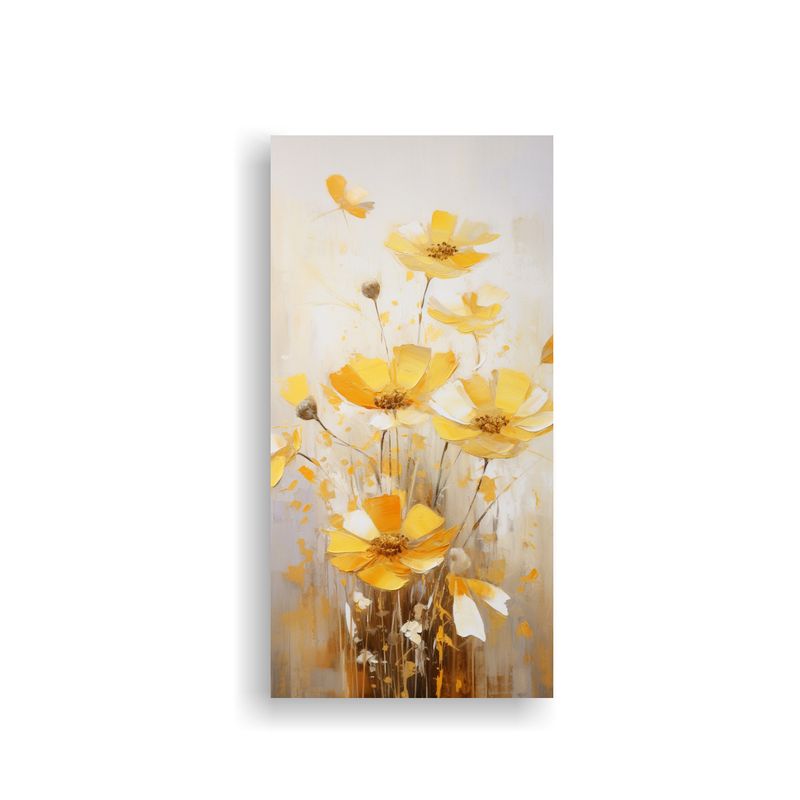 GENERICO - Pintura Juveniles Amarillo Y Dorado De Flores En 60x120 Cm