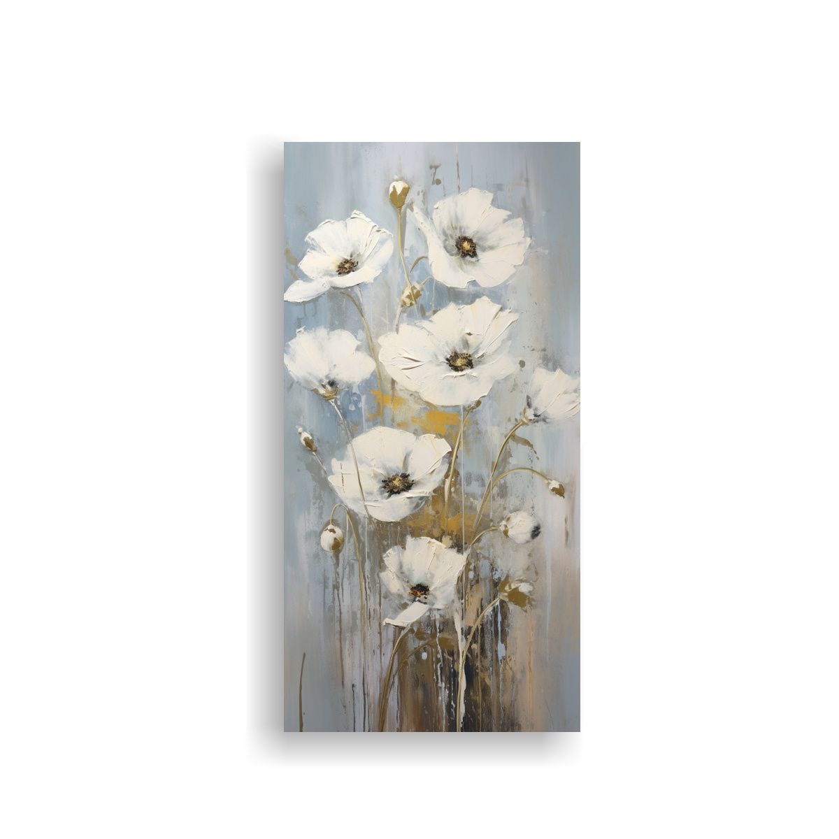 GENERICO - Arte De Pared Acuarela Flores Blancas En El 30x60 Cm