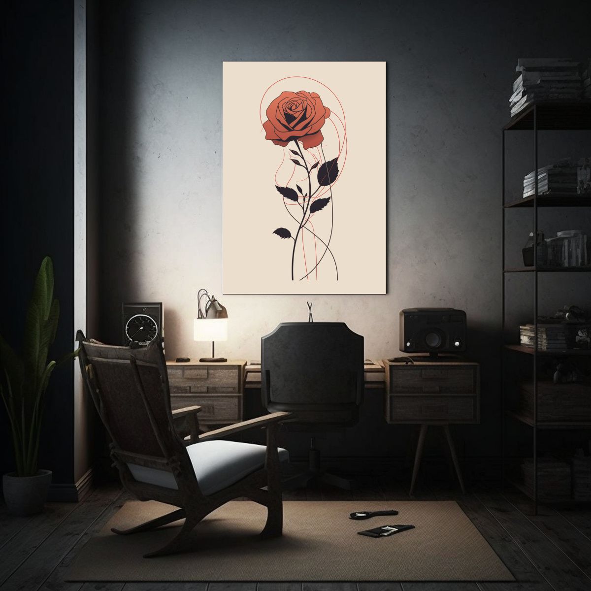 GENERICO - Descarga Gratuita De Dibujo Lineal De Rosa En 80x120 Cm