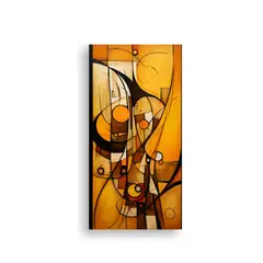 GENERICO - Cuadros Abstractos En Color Mostaza Para Decorar 50x100 Cm