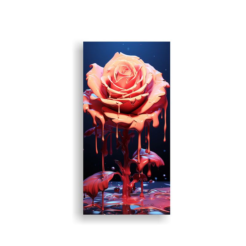 GENERICO - Cuadro Lienzo Moderno Rosa Derritiéndose Estilo 40x80 Cm
