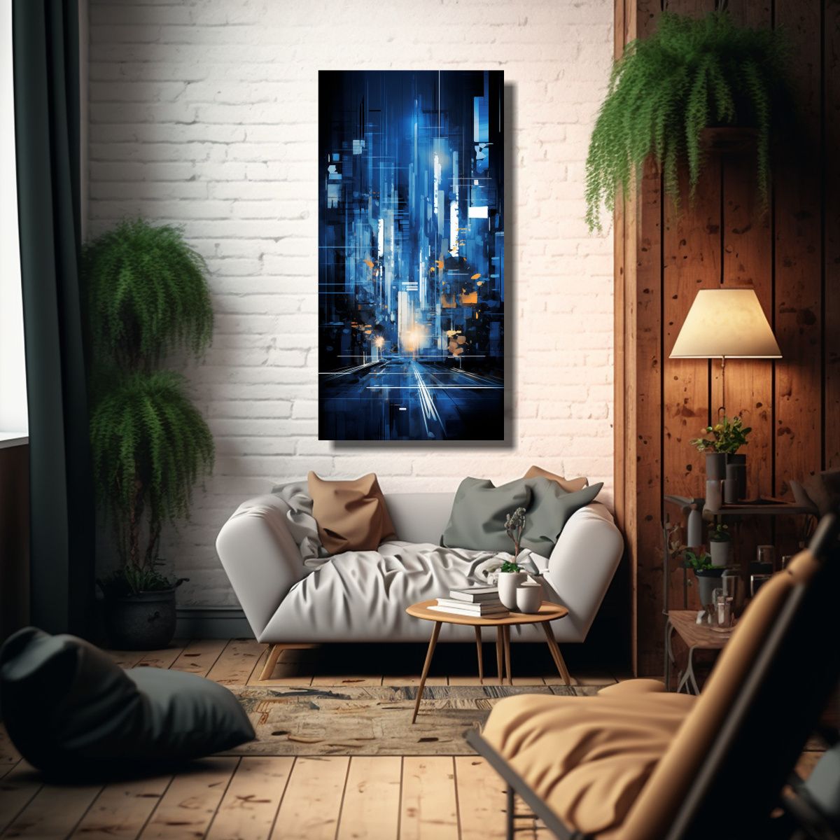 GENERICO - Pinturas Decorativas De Composición Moderna Azul 80x160 Cm