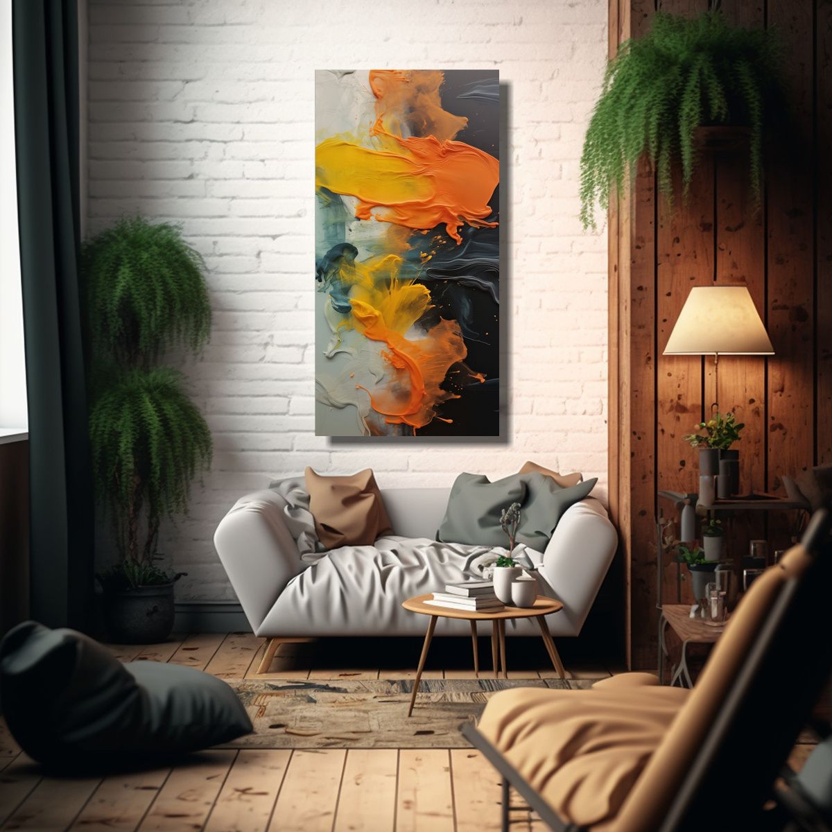 GENERICO - Pintura Decorativa En Bastidor Con Movimientos 70x140 Cm