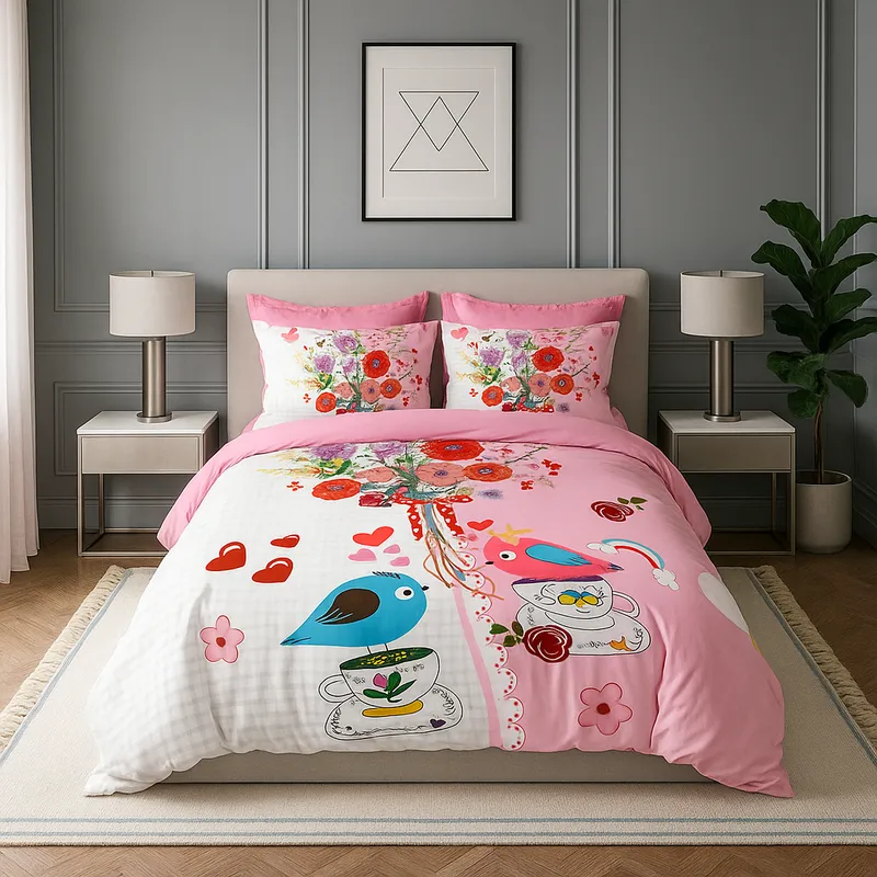 ARMONIA - Set cubrecama ligero 15 plz Birds Pin + funda 50x70 fresco 604