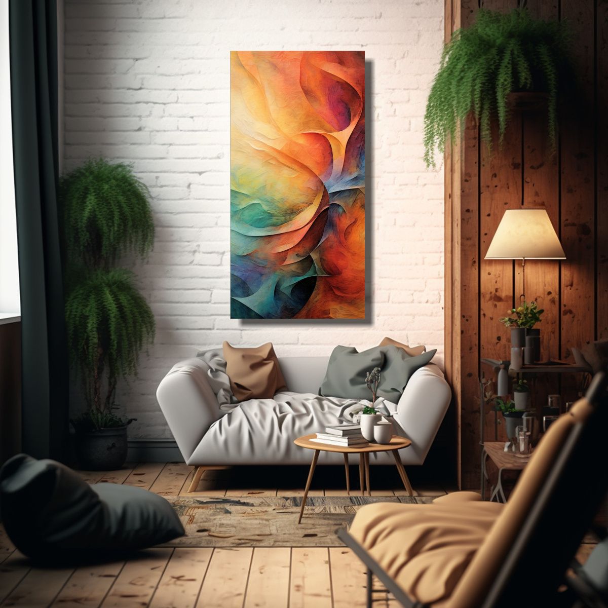 GENERICO - Pintura Mural Abstracta Multicolor Intensa Arte 30x60 Cm