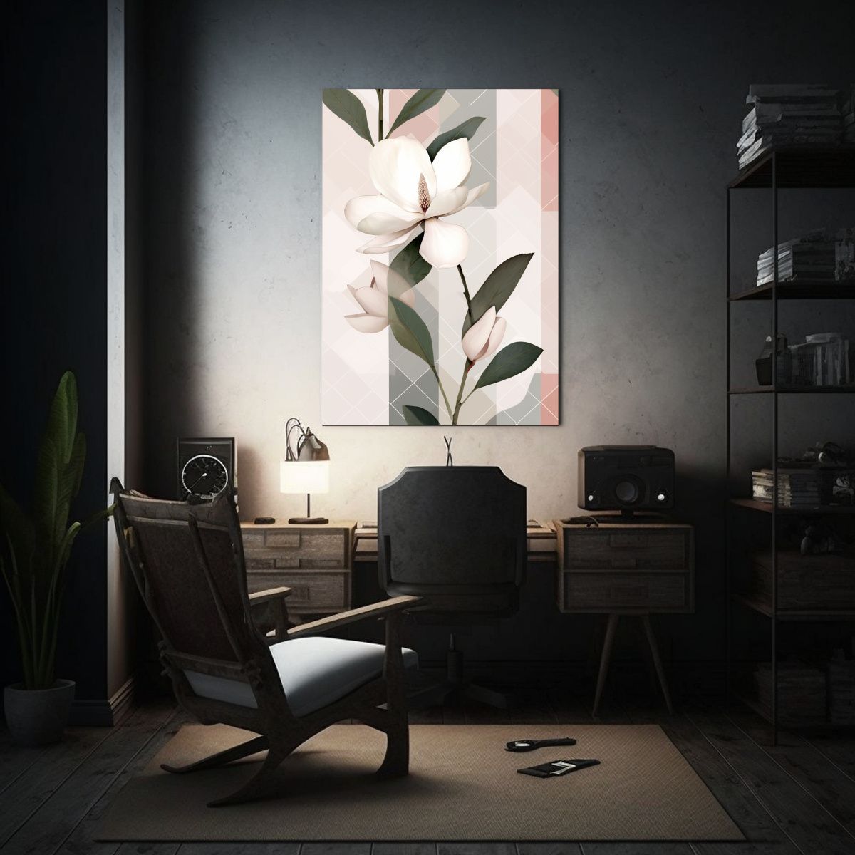 GENERICO - Cuadro Abstracto Magnolia Con Diseño Estético 80x120 Cm