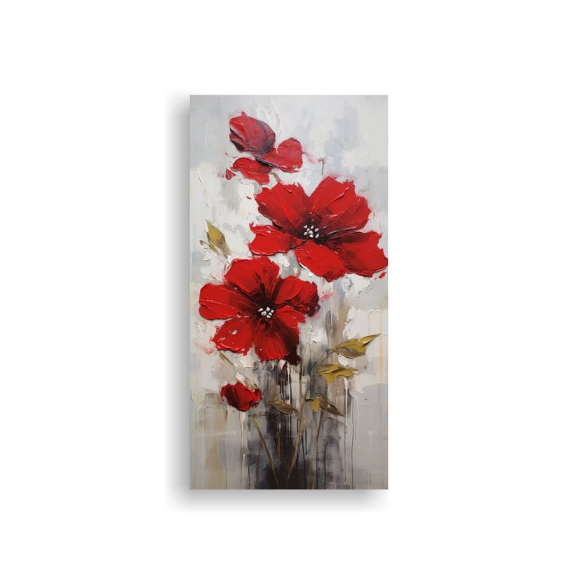 GENERICO - Pintura En Lienzo Estilo Decorativo Flor Roja 20x40 Cm