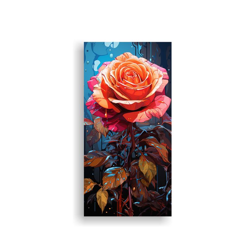 GENERICO - Pintura Decorativa Estilo Galería Con Rosa Y 60x120 Cm