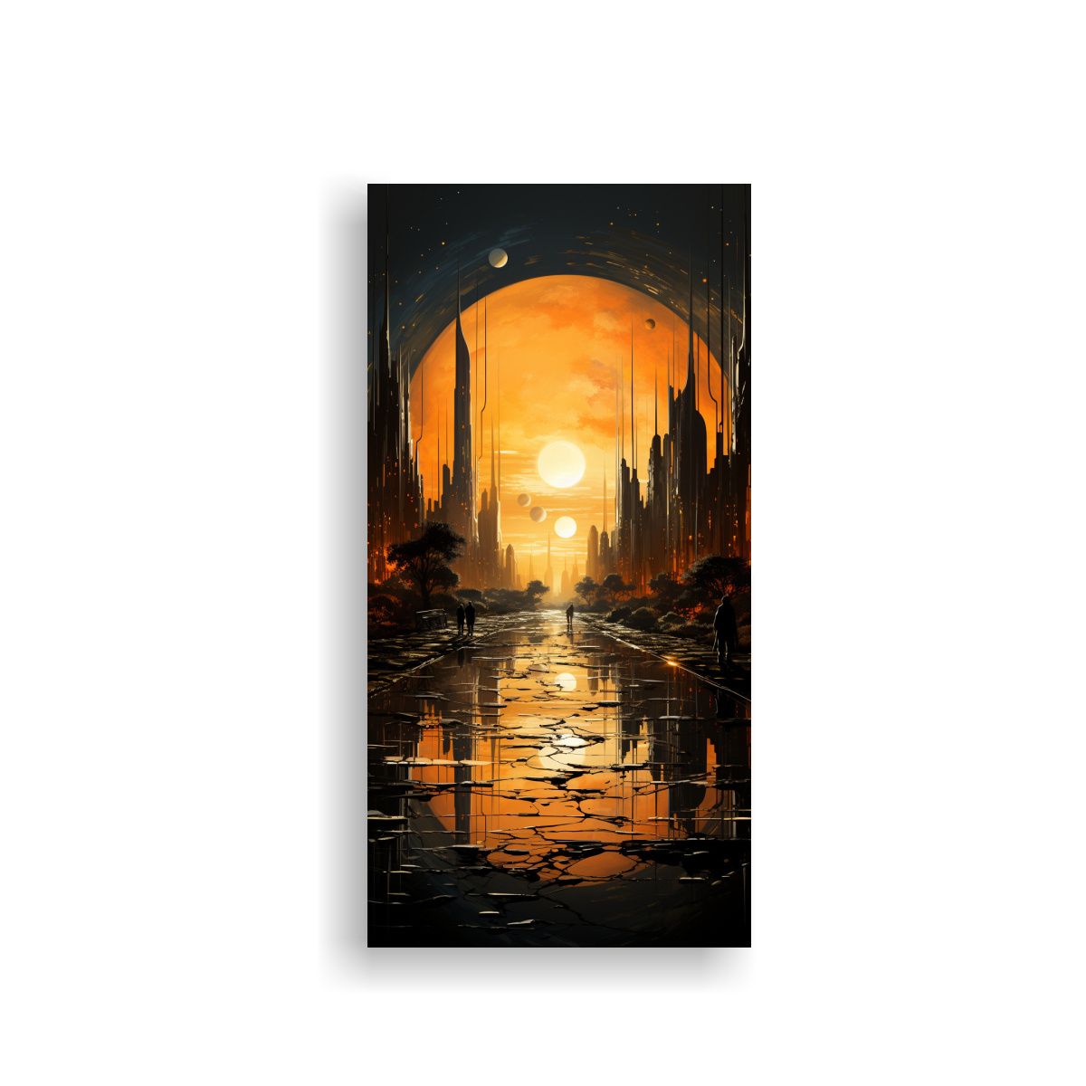 GENERICO - Cuadro Abstracto De Lienzo Colores Ciudad 30x60 Cm