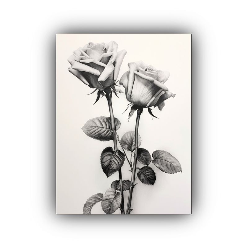 GENERICO - Lienzo Modernos Impactante Cuadro De 2 Rosas En 80x120 Cm