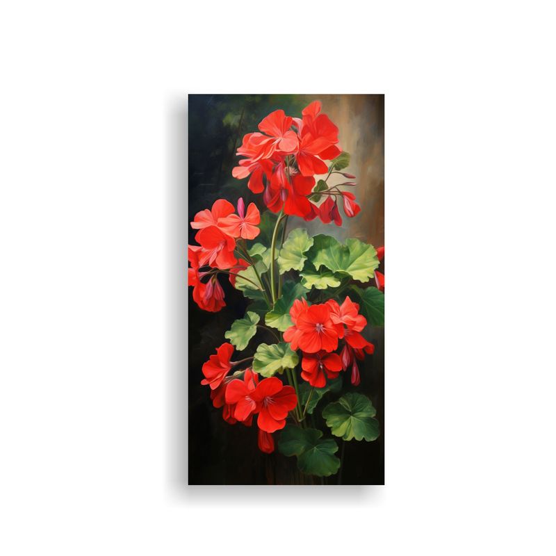 GENERICO - Pintura Abstracta De Flores Geranium En óleo 50x100 Cm