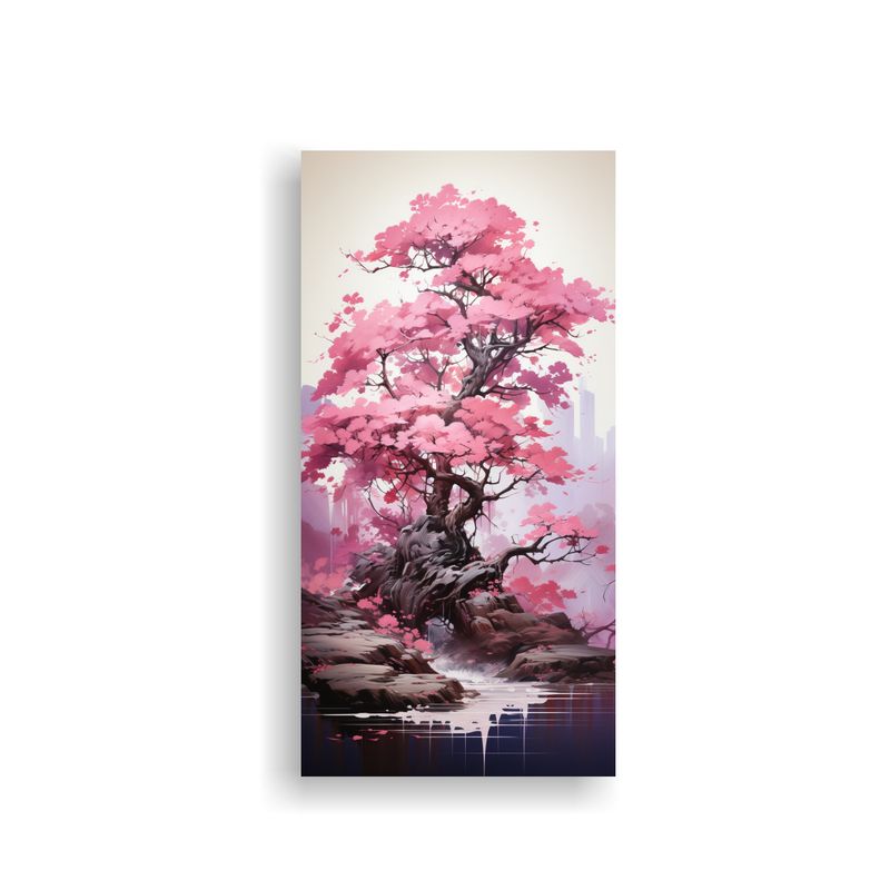 GENERICO - Pintura Abstracta De árbol Bonsái En Colores 80x160 Cm